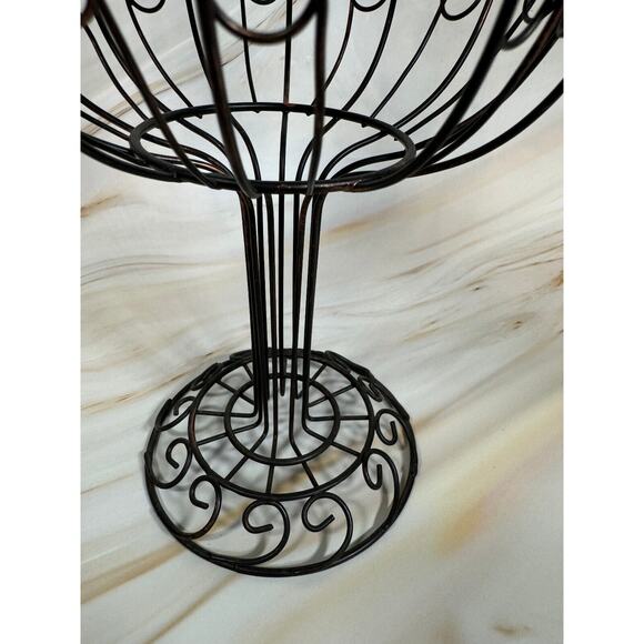 Wine Glass Cork Holder 12" x 6" Grapevine Black Metal Wire Cage Bar Decor - Picture 8 of 9